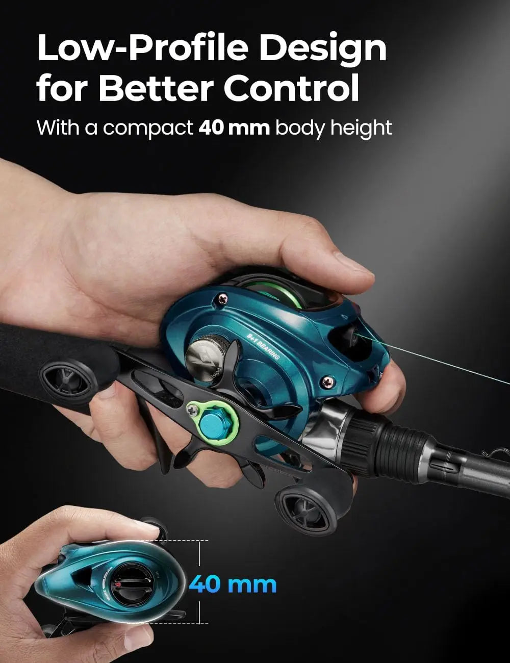 Ultra Light Baitcasting Reel Compact Low Profile Magnetic Brake For Bass