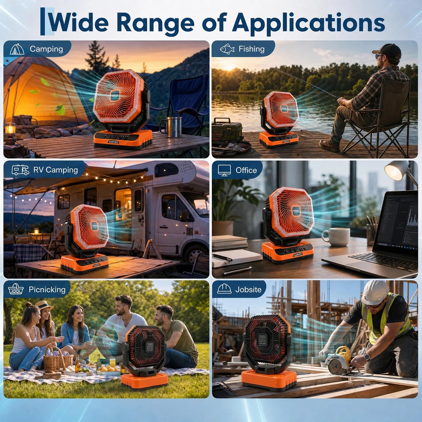 HiMISS Portable Camping Fan 40000mAh With Remote and Light