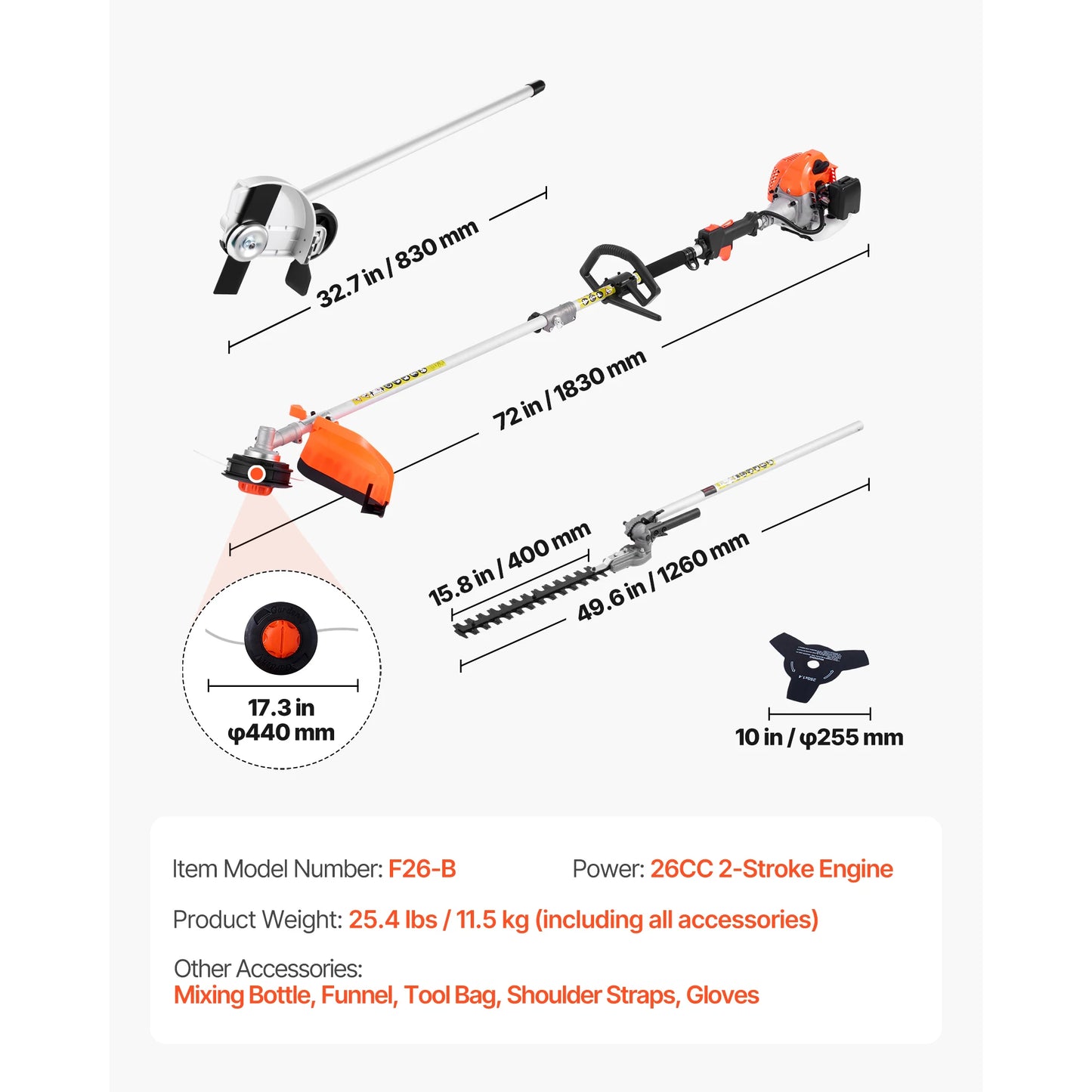 SucceBuy Gas Hedge Trimmer 2 Cycle Power Handheld Tool Set