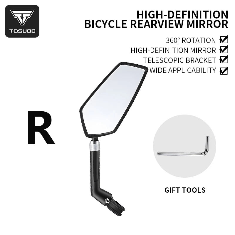 TOSUOD Bicycle Rearview Mirror 360 Rotatable Telescopic For Mountain Bike