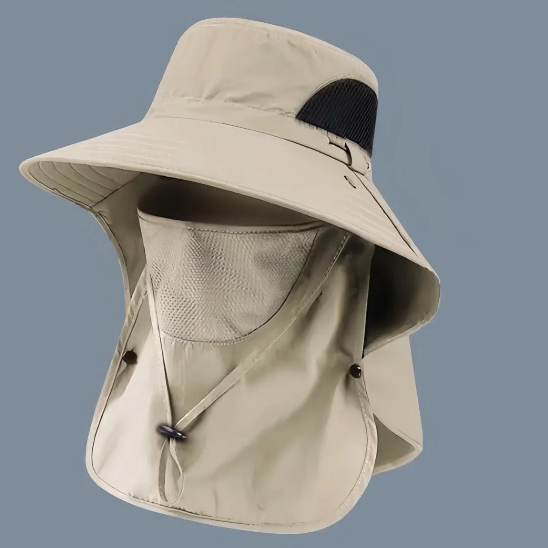 Wide Brim Sun Hat With Detachable Face Mask UPF 50