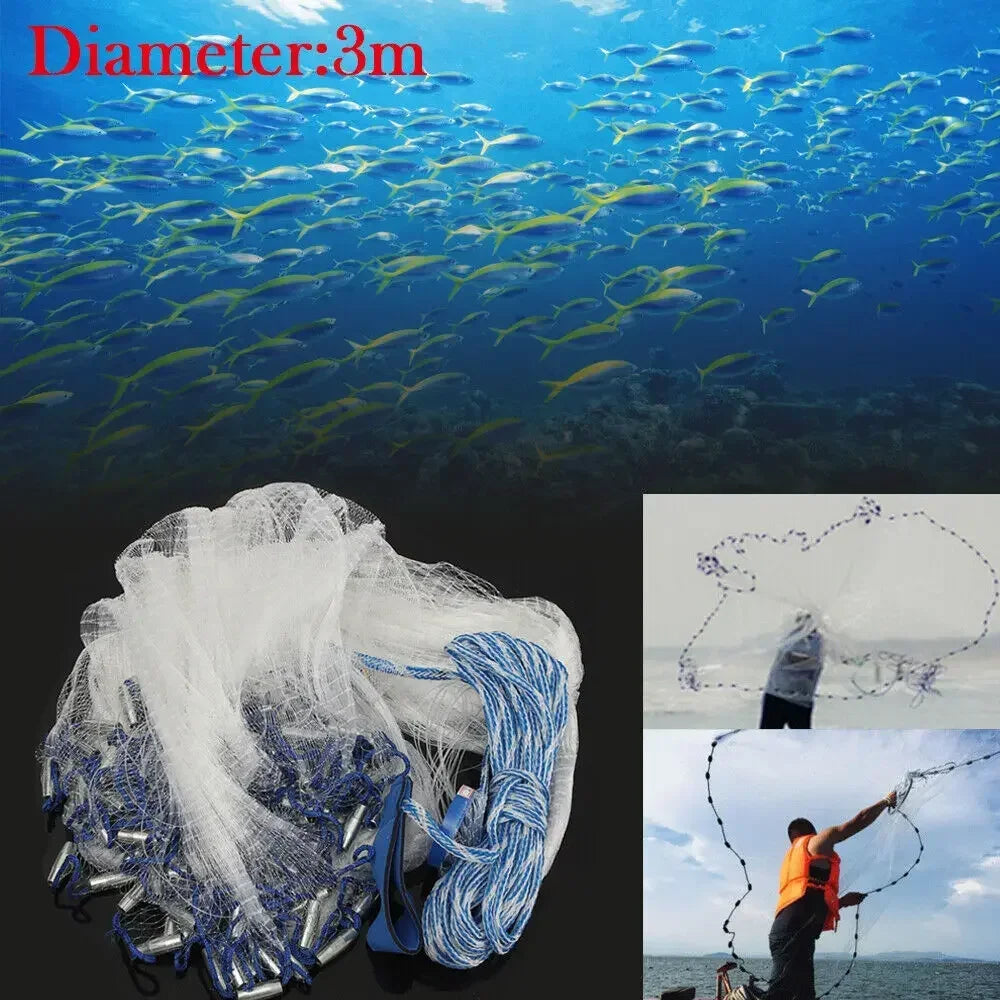 Telescopic Fishing Landing Net 3M Durable Nylon Mesh Foldable Portable