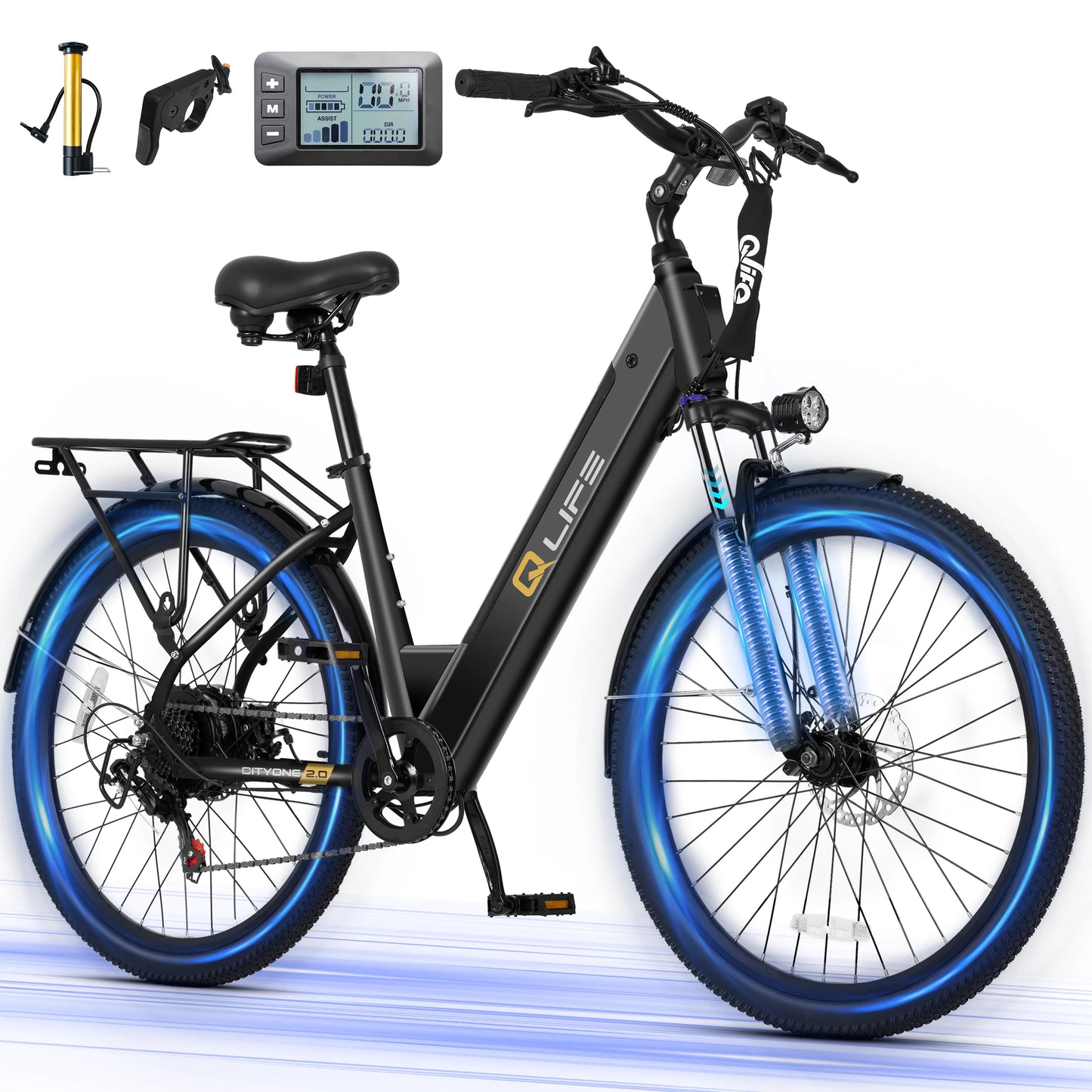 Qlife Cityone 2.0 Electric Bike For Adults With Front Suspension