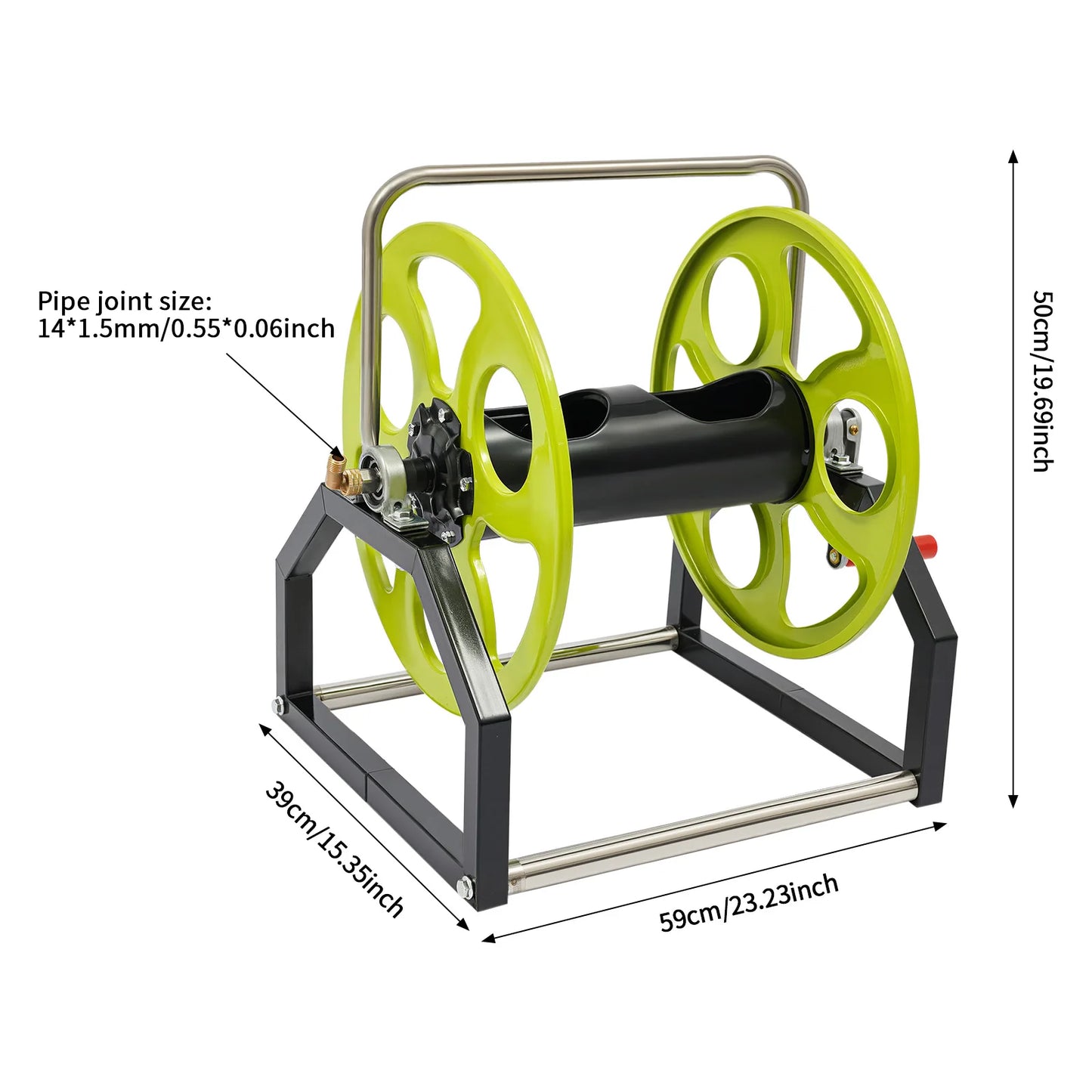 Garden Hose Reel With 360 Degree Swivel Nozzle And Crank
