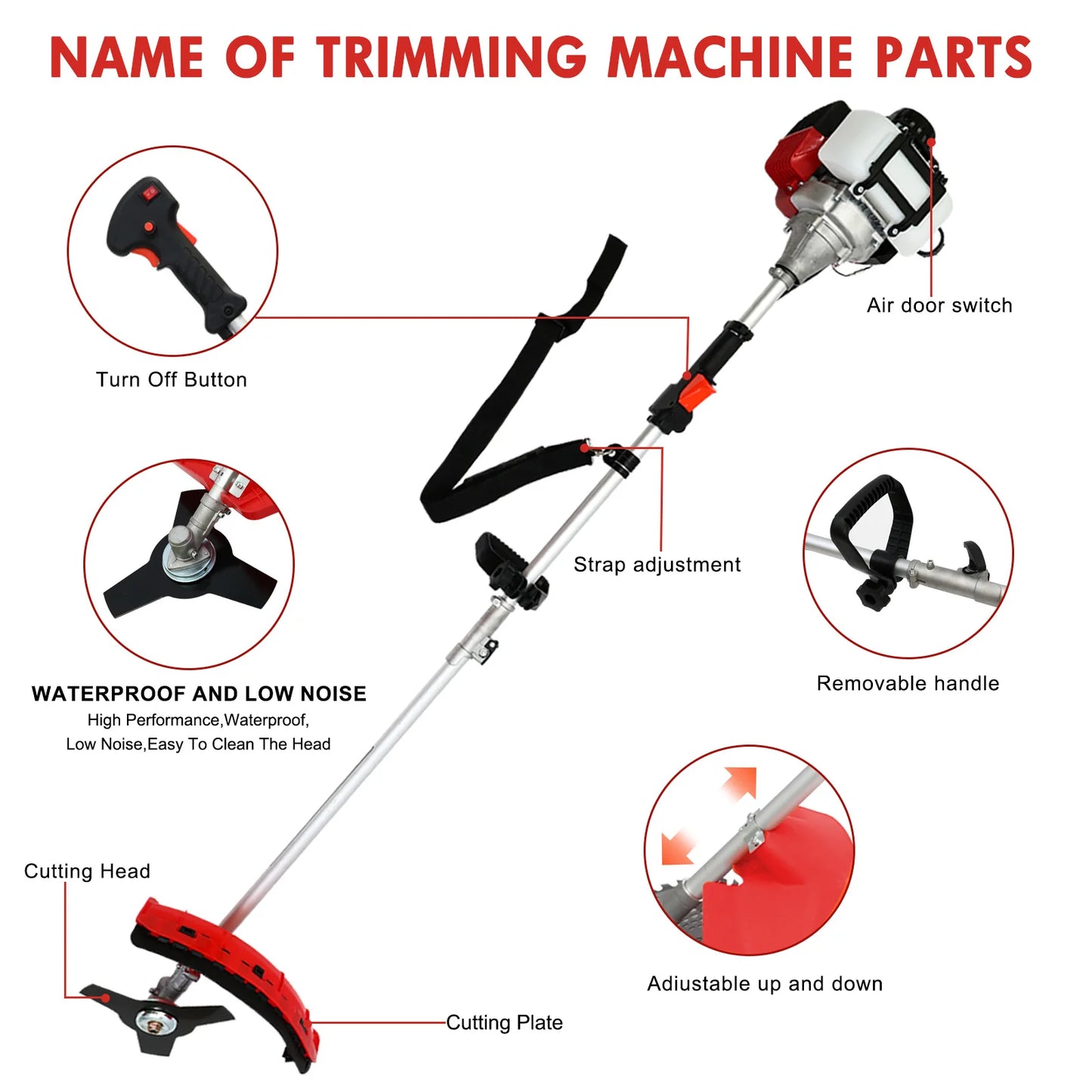 4-Stroke Gas Weed Wacker Straight Shaft For Lawns And Grass