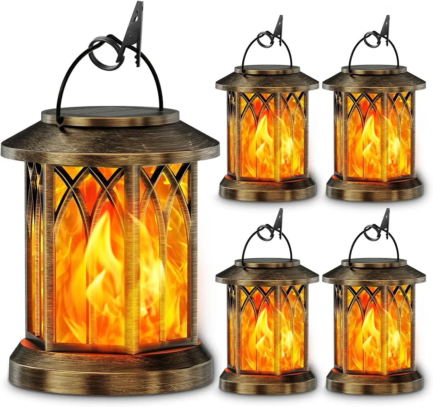 Waterproof Solar Lantern With Flickering Flame Auto On Off