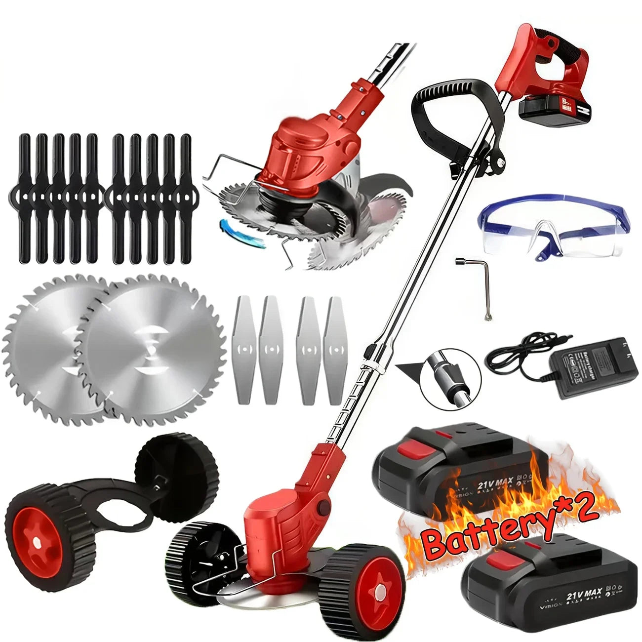 Cordless Lawn Trimmer With Edger Mower And Brush Cutter For Garden