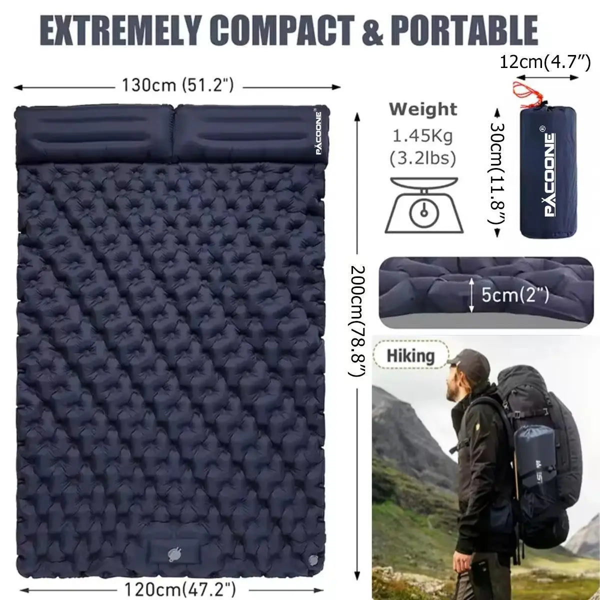Foldable Outdoor Camping Inflatable Mattress Ultra Wide Thick Indoor Use