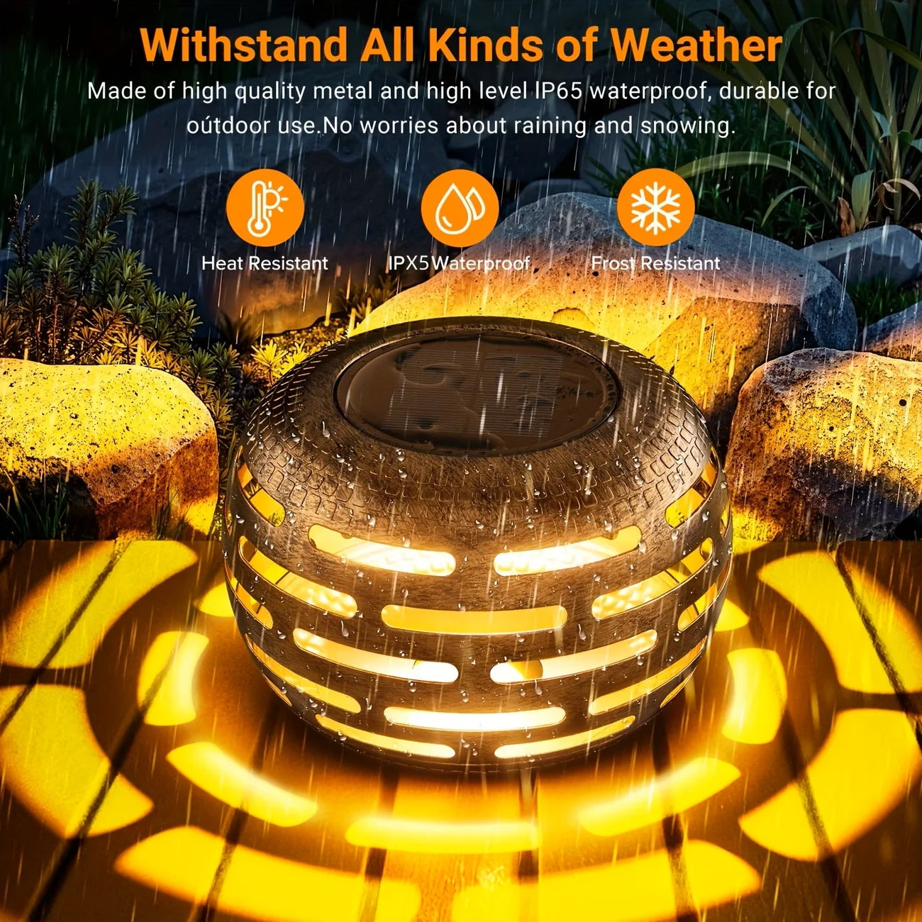 Retro Metal Solar Lanterns Outdoor LED Lights Waterproof Garden Decor