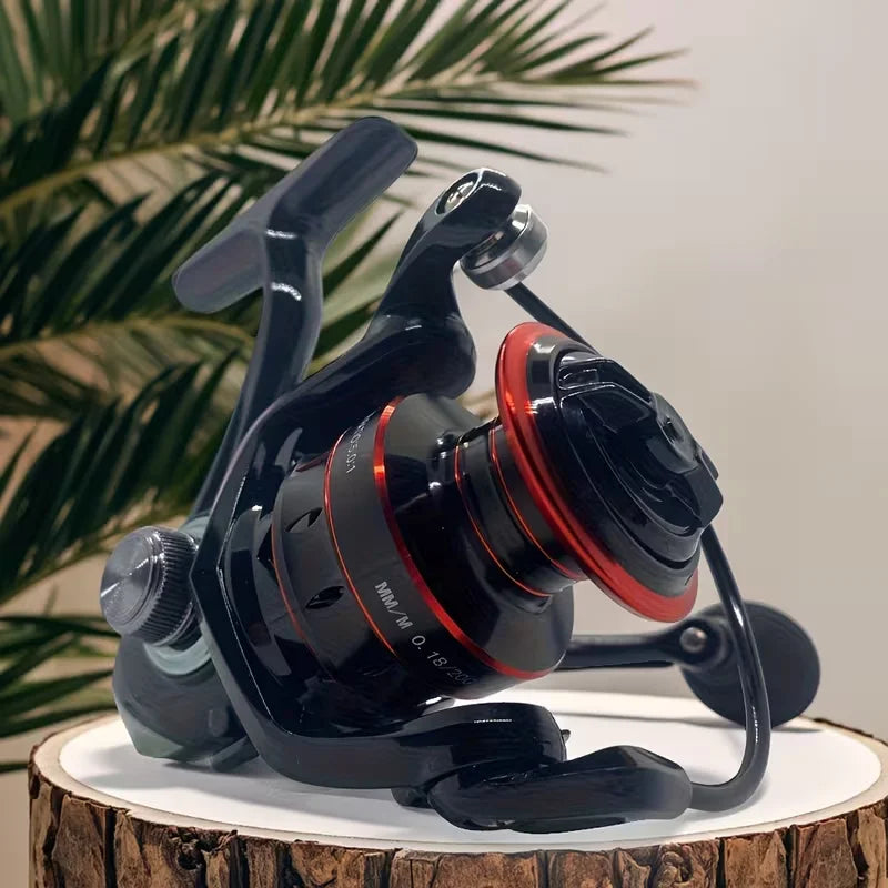 Rotating Fishing Reel With Gear Ratio And Multiple Ball Bearings