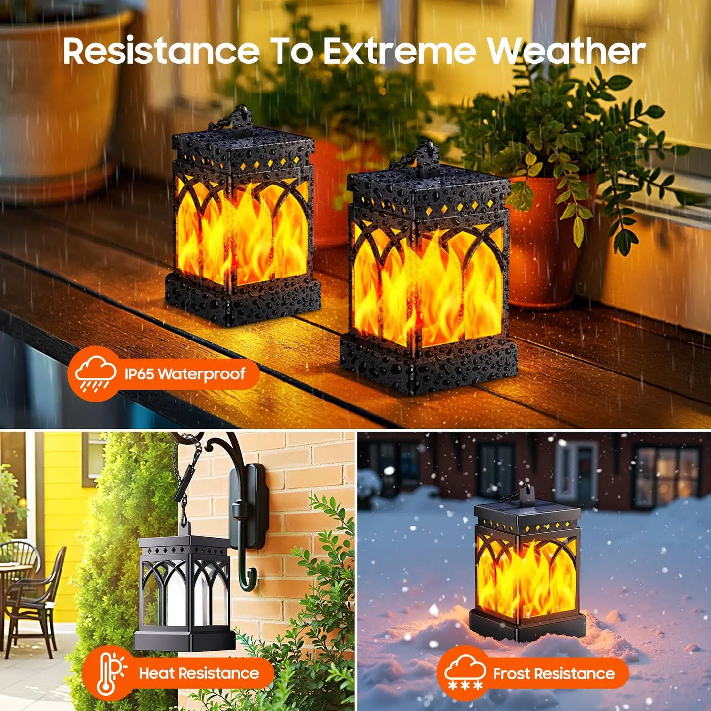 Solar Lanterns Outdoor Waterproof Two Modes Auto On Off LED Lanterns
