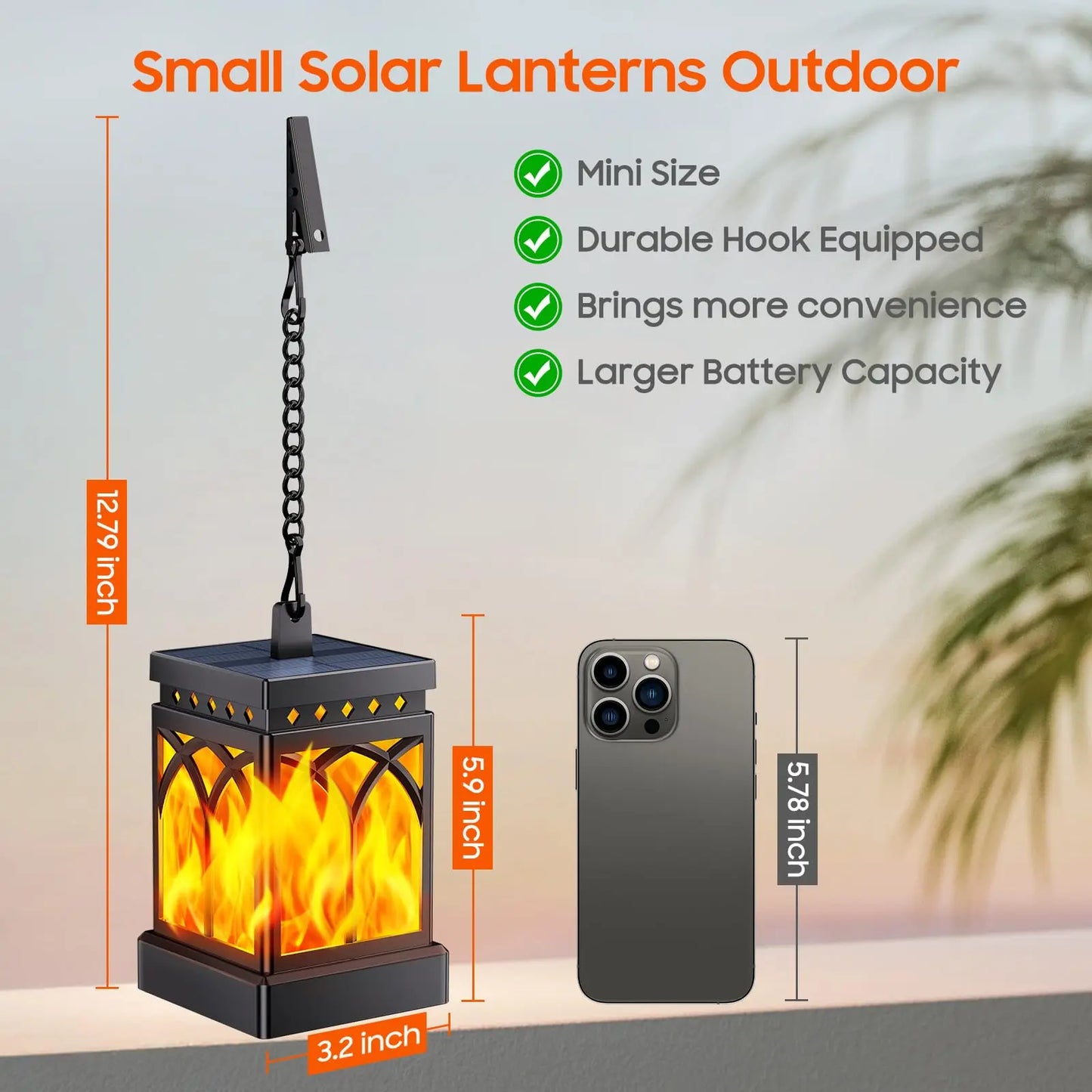Solar Lanterns Outdoor Waterproof Two Modes Auto On Off LED Lanterns