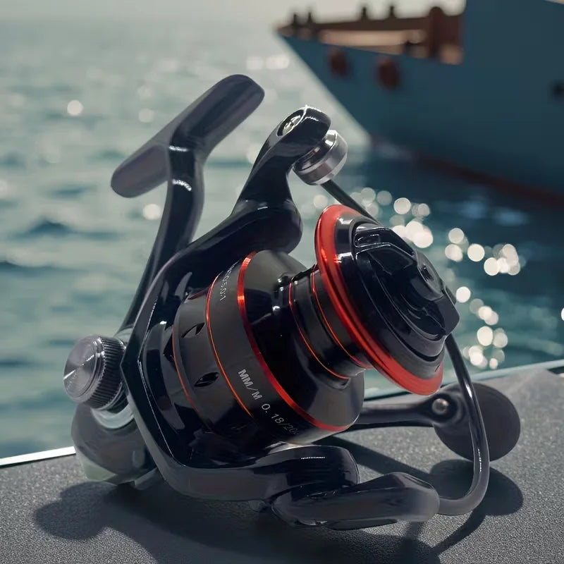 Rotating Fishing Reel With Gear Ratio And Multiple Ball Bearings
