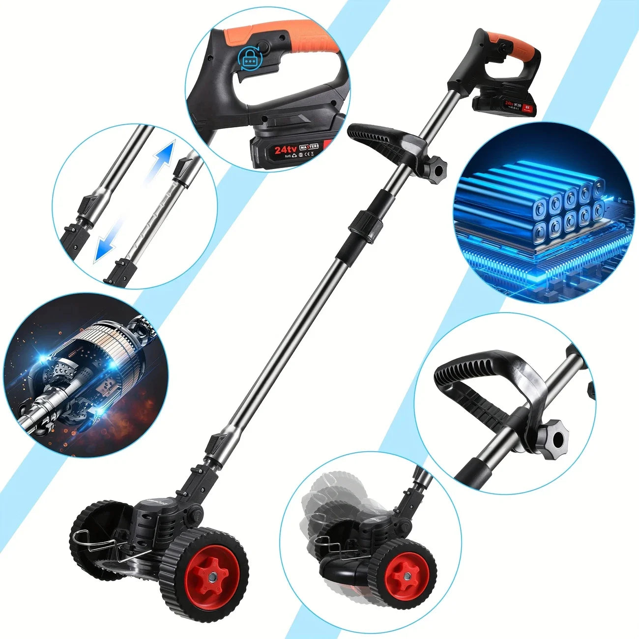 Cordless Lawn Trimmer With Edger Mower And Brush Cutter For Garden