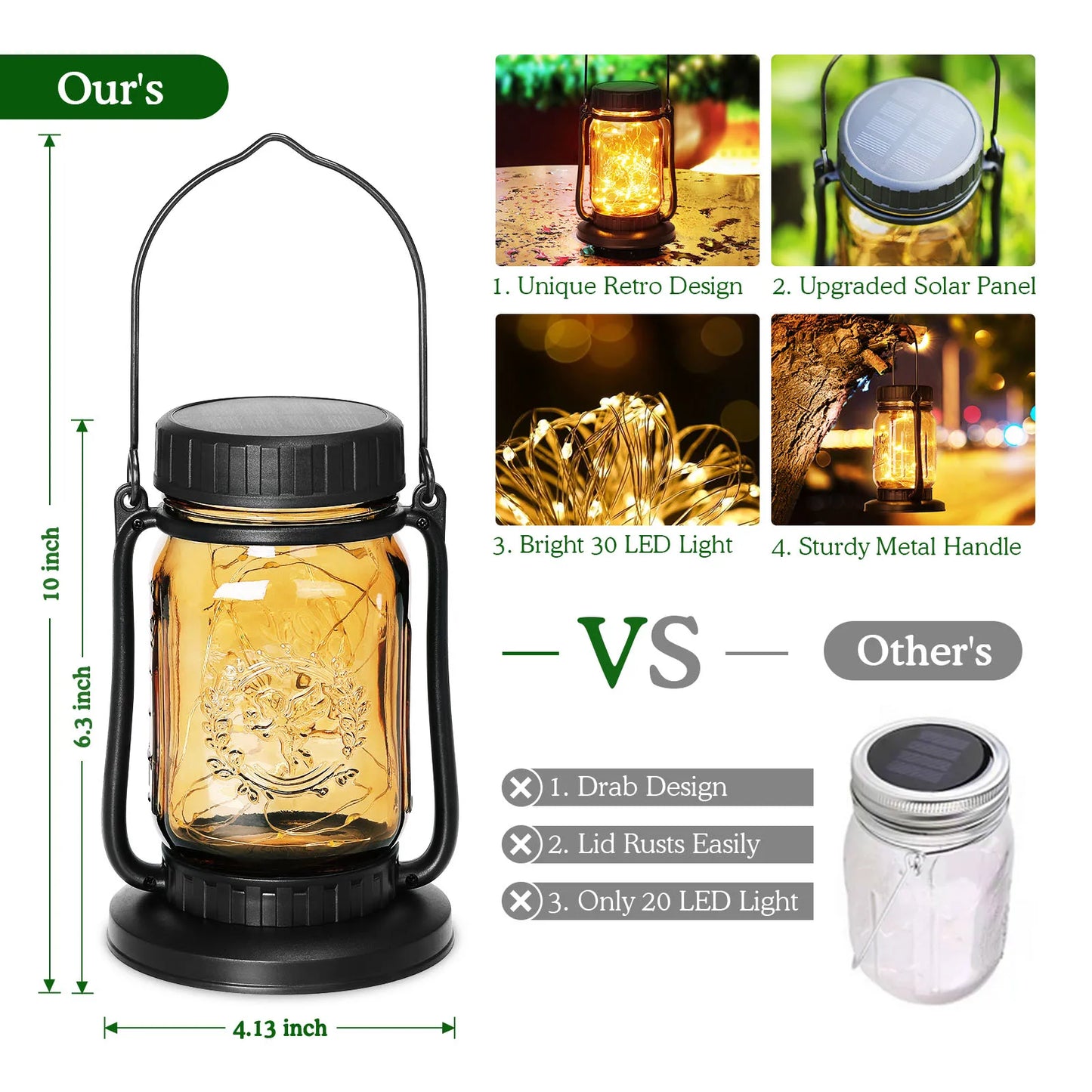 Efficient Solar Powered Integrated LED Outdoor Lantern For Exterior Use