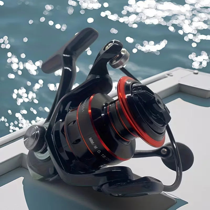Rotating Fishing Reel With Gear Ratio And Multiple Ball Bearings