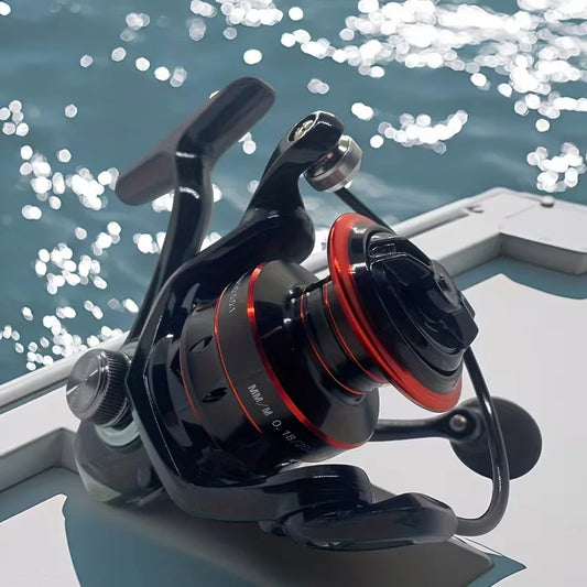 Rotating Fishing Reel With Gear Ratio And Multiple Ball Bearings