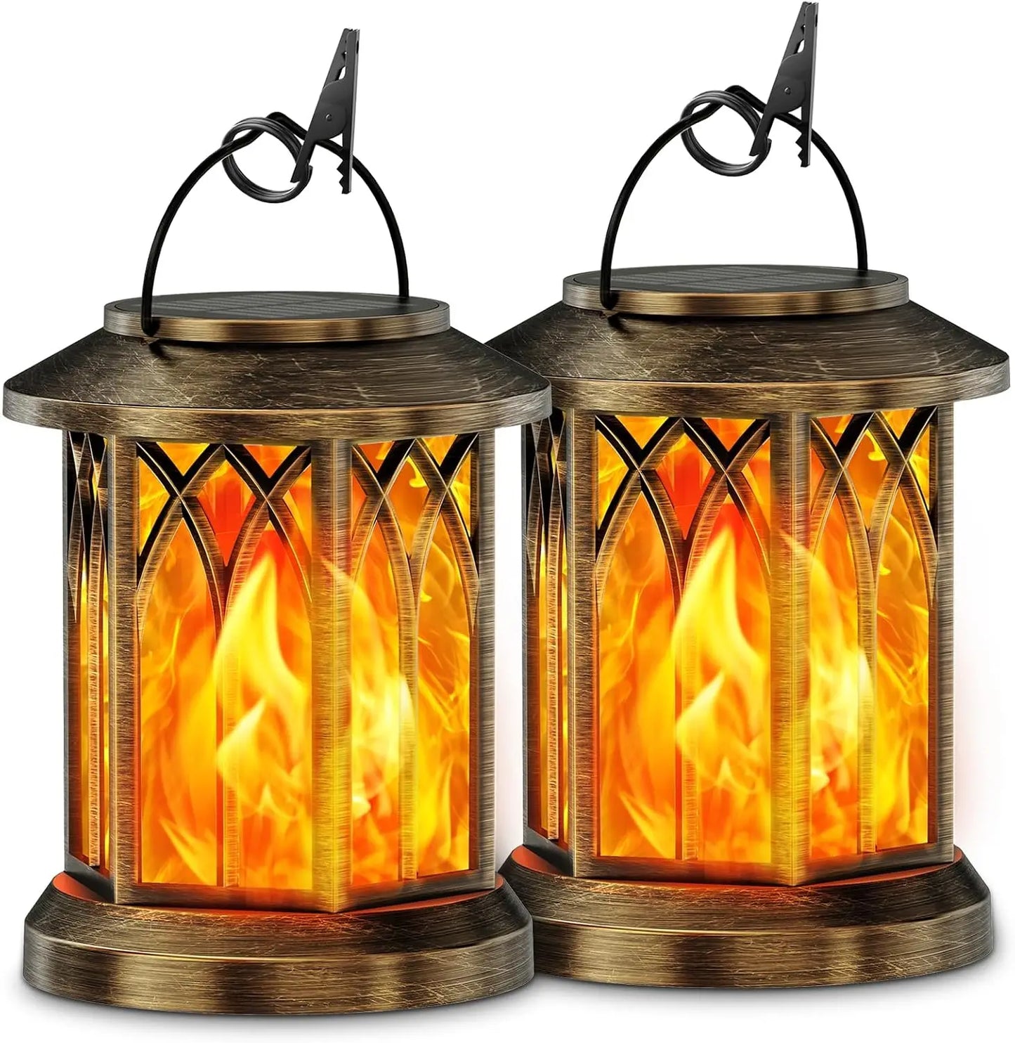 Waterproof Solar Lantern With Flickering Flame Auto On Off