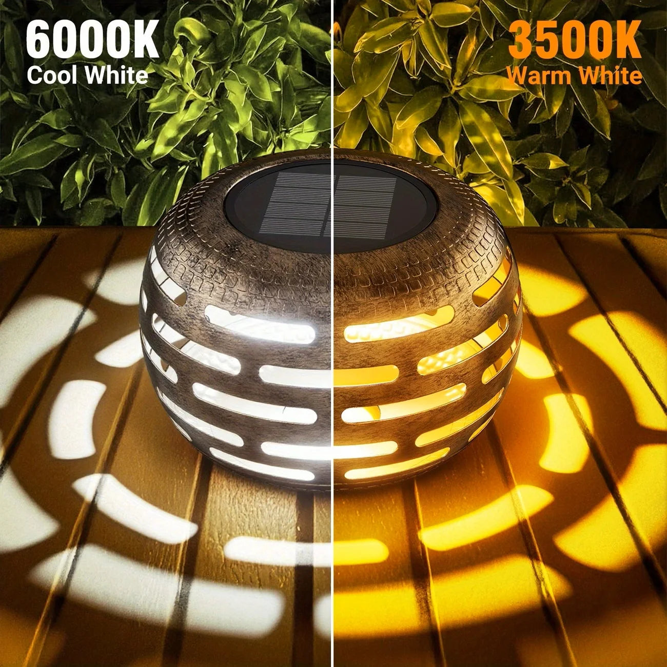 Retro Metal Solar Lanterns Outdoor LED Lights Waterproof Garden Decor