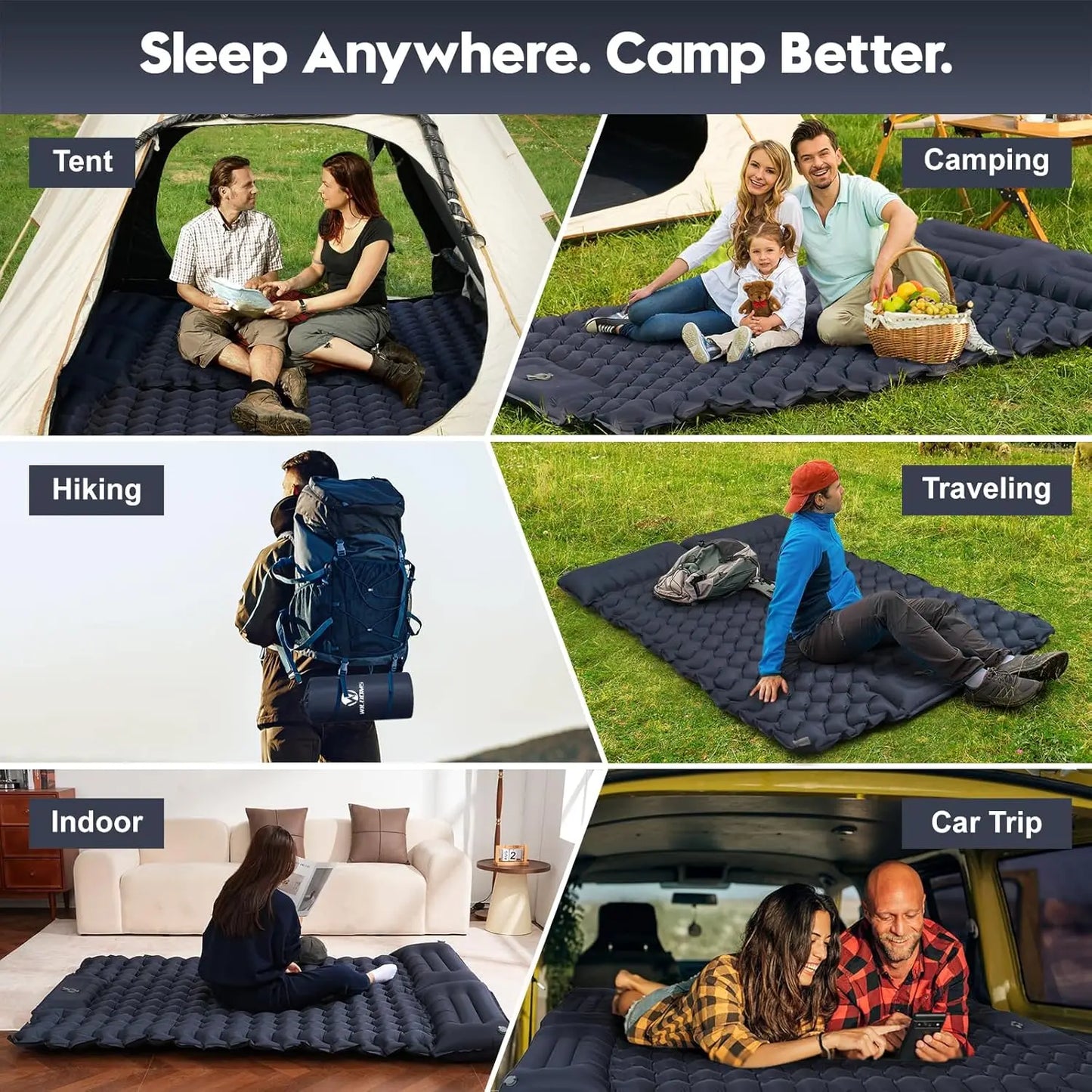 Foldable Outdoor Camping Inflatable Mattress Ultra Wide Thick Indoor Use