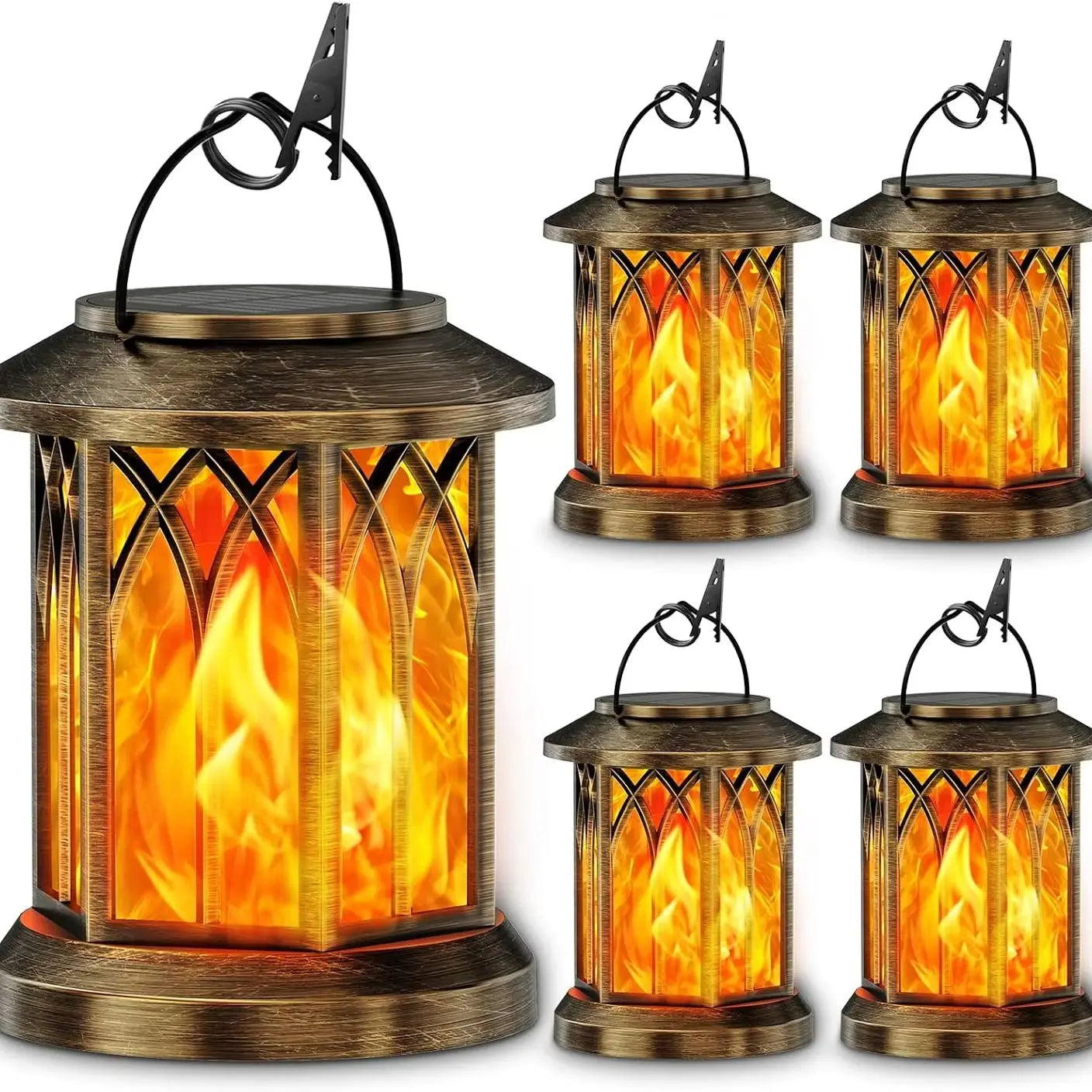 Waterproof Solar Lantern With Flickering Flame Auto On Off