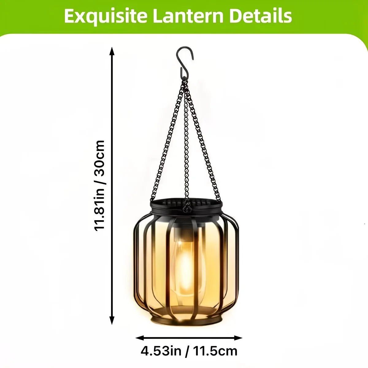 Two Solar Powered Outdoor Lanterns IP65 Waterproof For Porch Garden