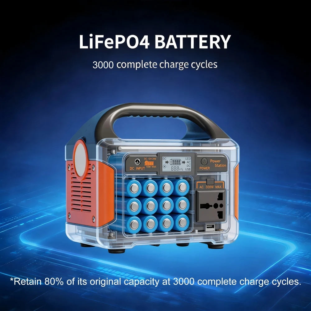 GaiaRay 500W Portable Power Station 460.8Wh LiFePO4 110V Solar Generator