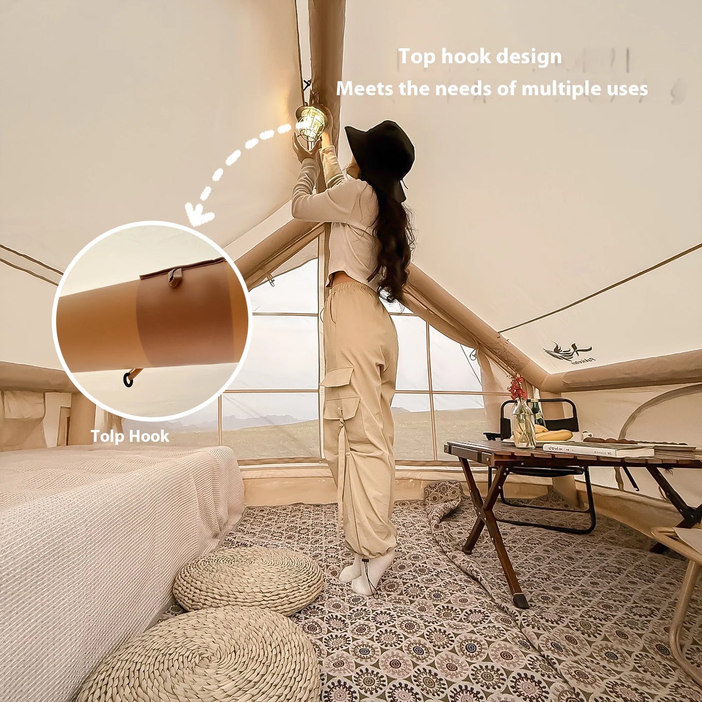 Pakicetus Inflatable Camping Tents With Stove Plug For Families