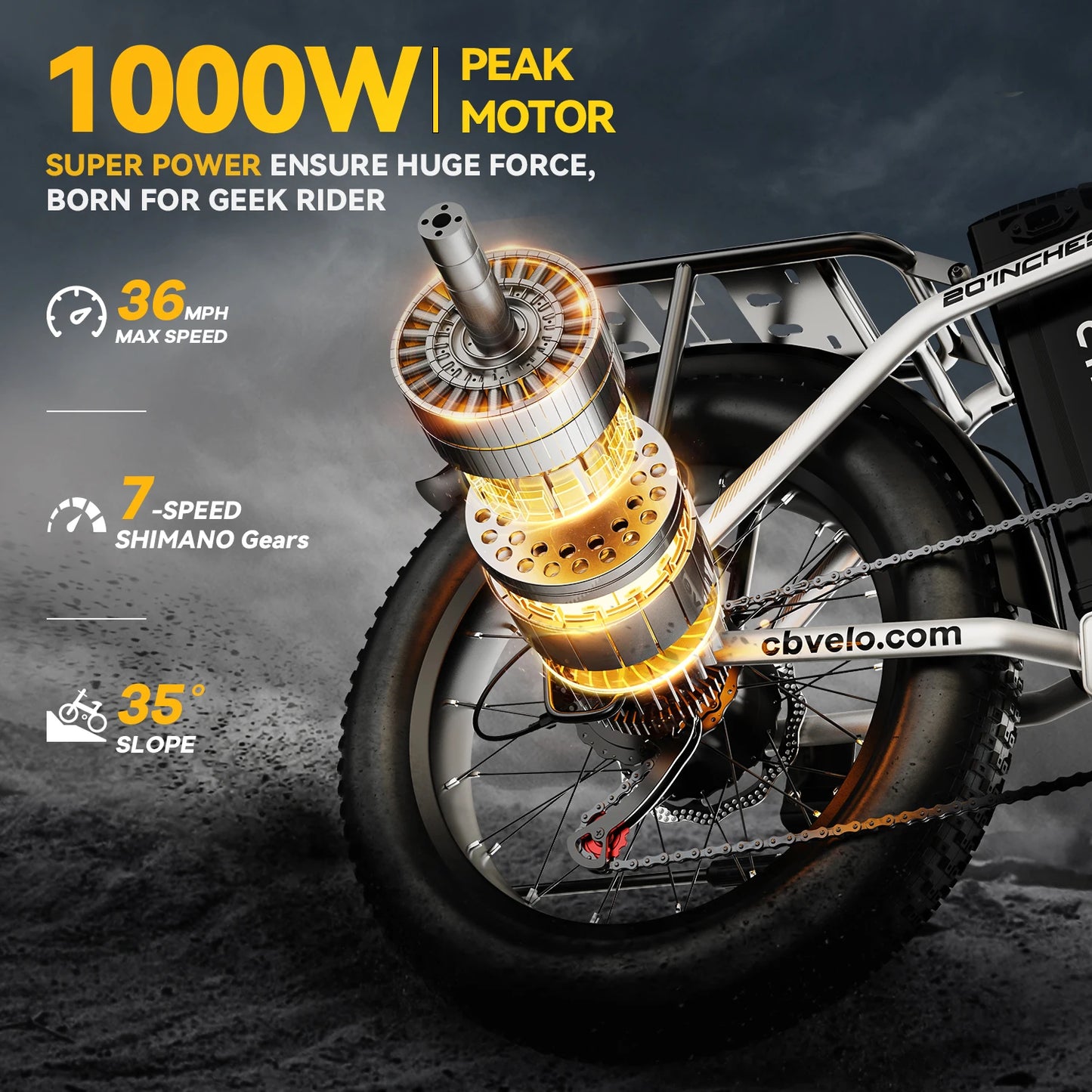 CYBERVELO Mars700 1000W Peak Electric Bike Removable Battery Foldable
