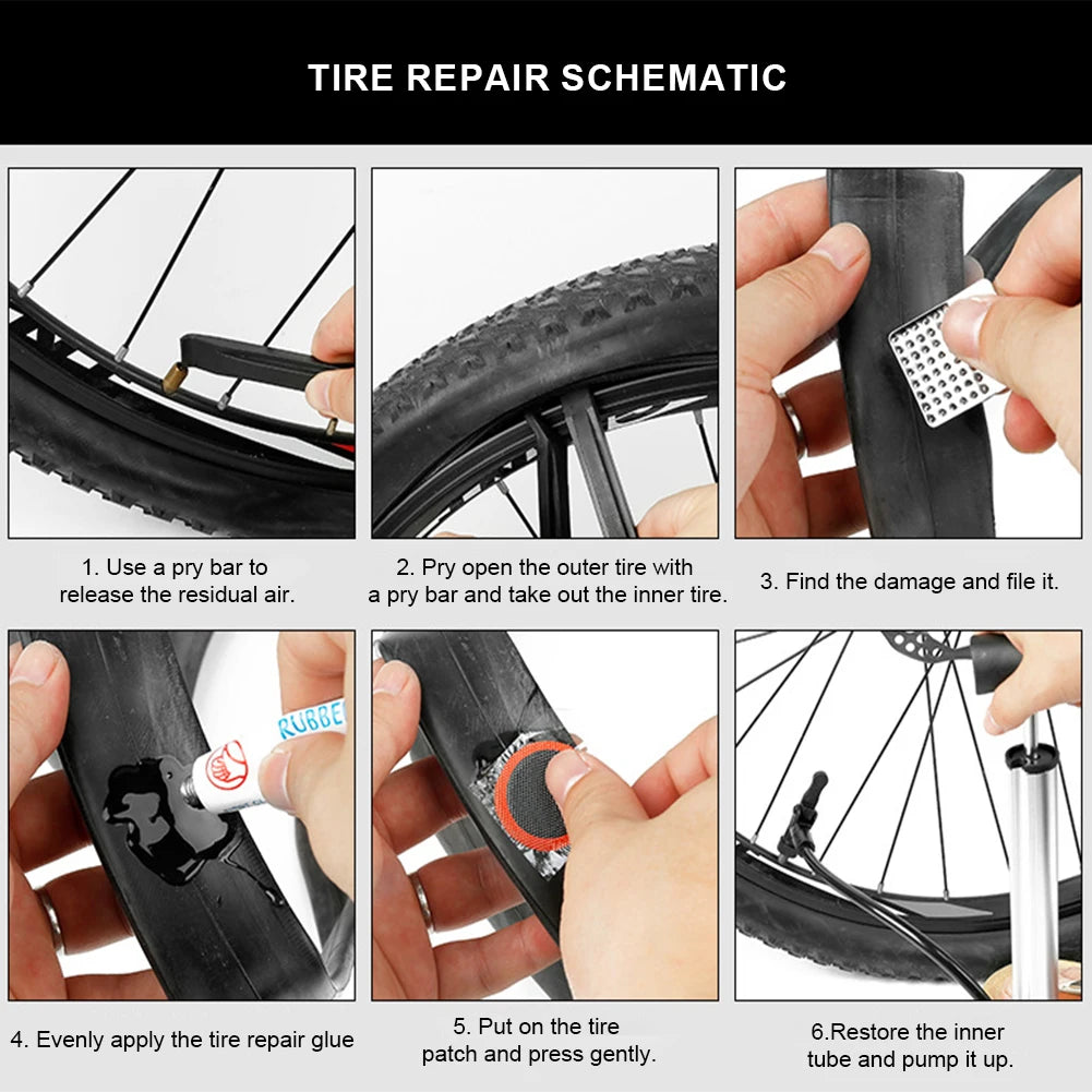 Bike Tire Repair Kit With Vulcanizing Glue Patches For Tubes