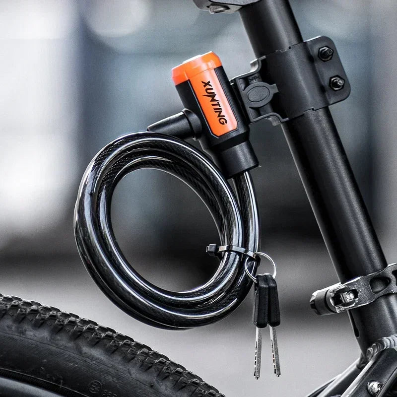 Coiled Bike Cable Lock With Mounting Bracket Weatherproof Anti Theft