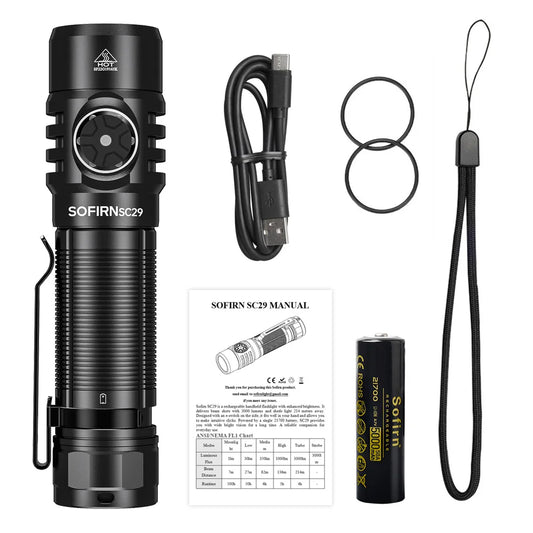 Sofirn SC29 3000 Lumen Rechargeable EDC Flashlight XHP50B