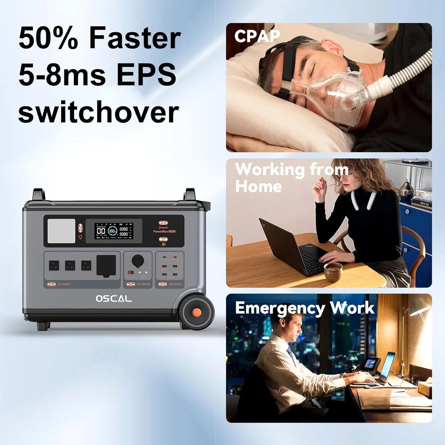 OSCAL PowerMax 6000 Home Power Station LiFePO4 Battery