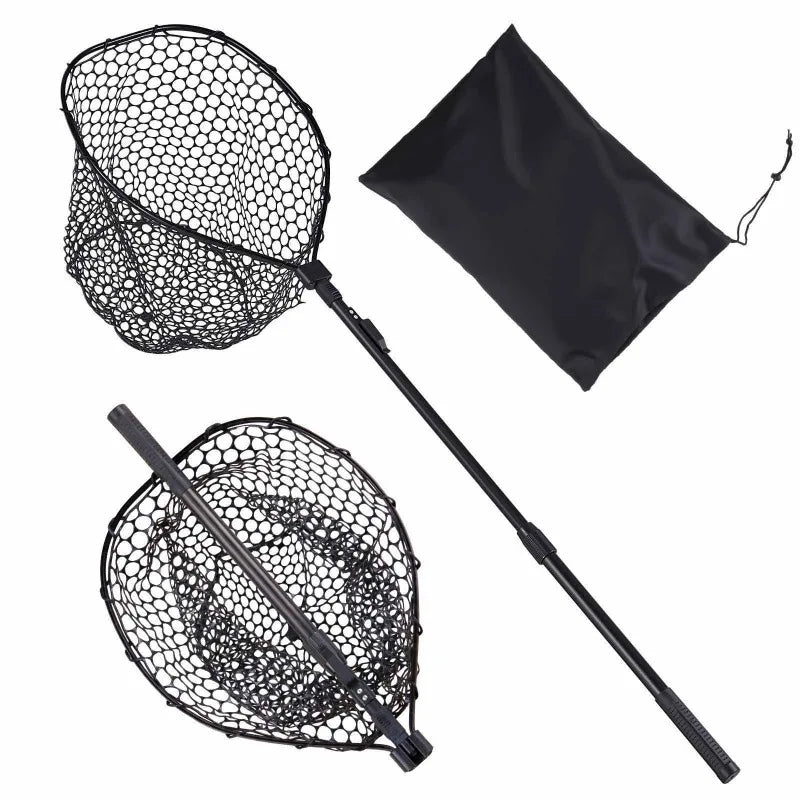 Foldable Landing Net With Telescopic Handle And Aluminum Frame