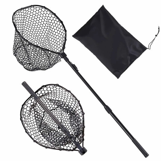 Foldable Landing Net With Telescopic Handle And Aluminum Frame