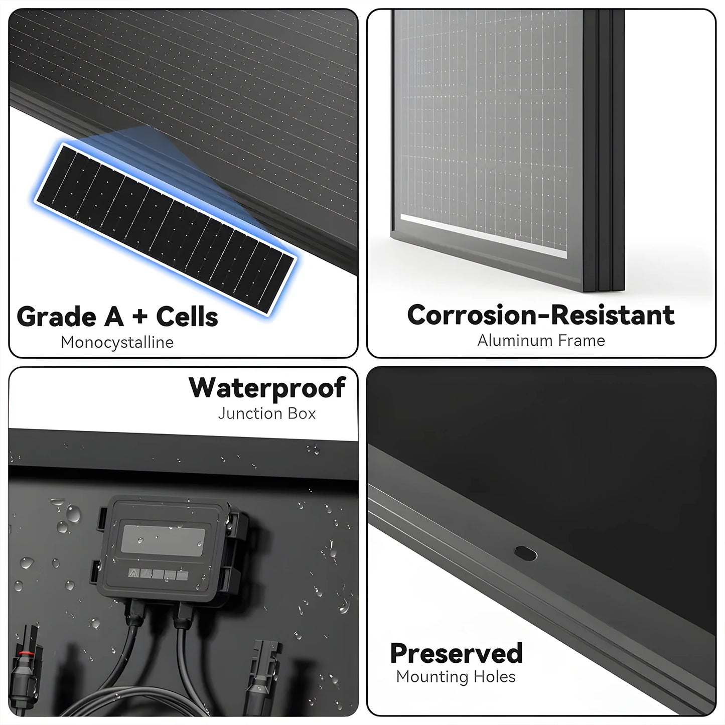 Rvpozwer 400 Watt 200 Watt 100 Watt N Type Mono Solar Panel 18BB Off Grid