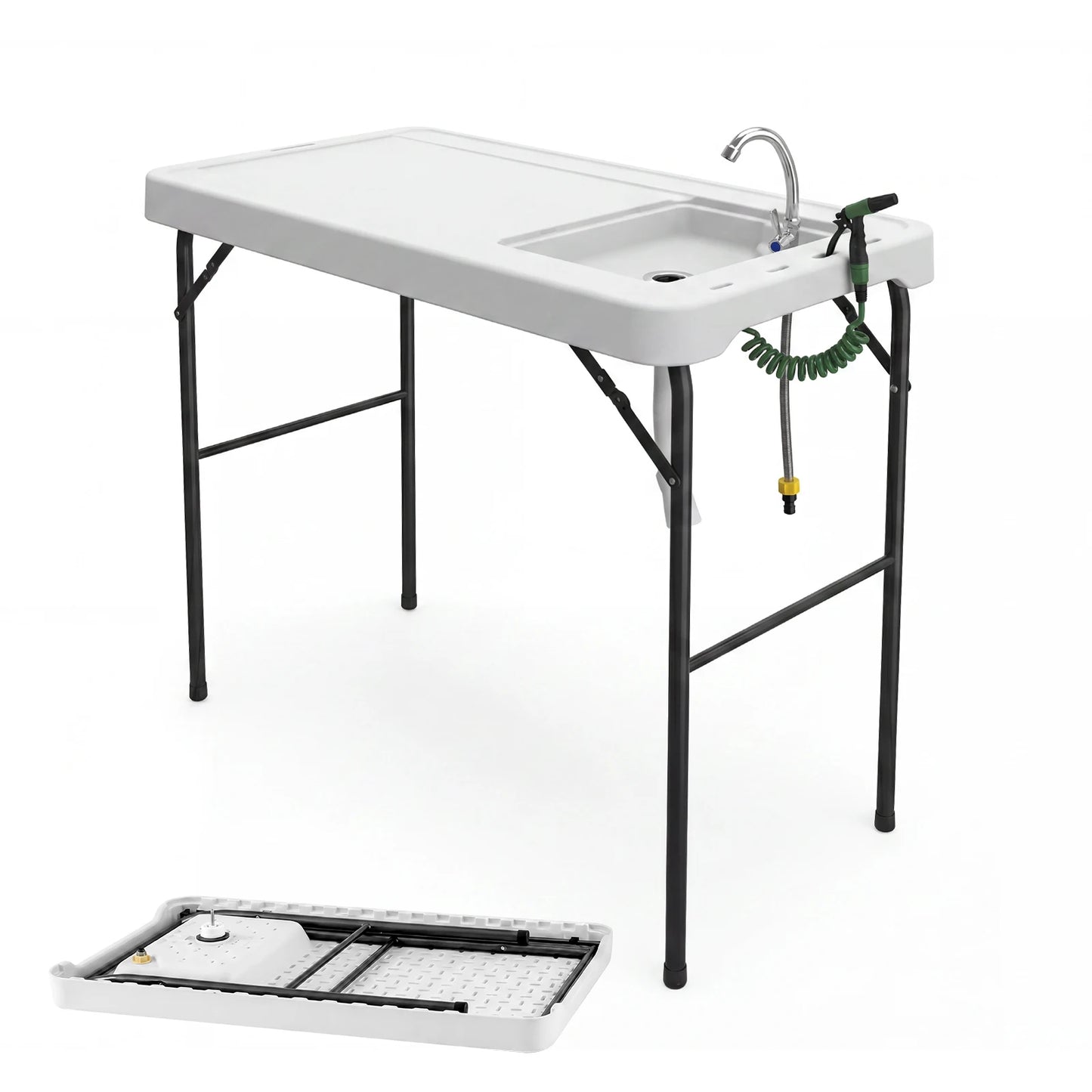 Folding Fish Cleaning Table With Sink Portable Outdoor Fillet Station