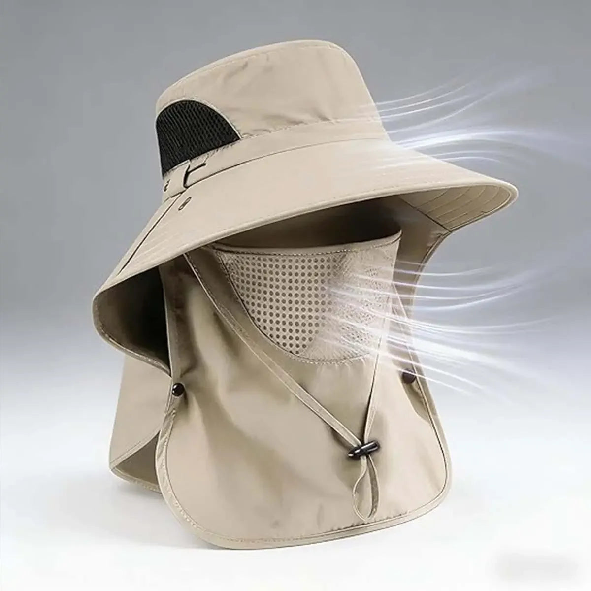 Wide Brim Sun Hat With Detachable Face Mask UPF 50