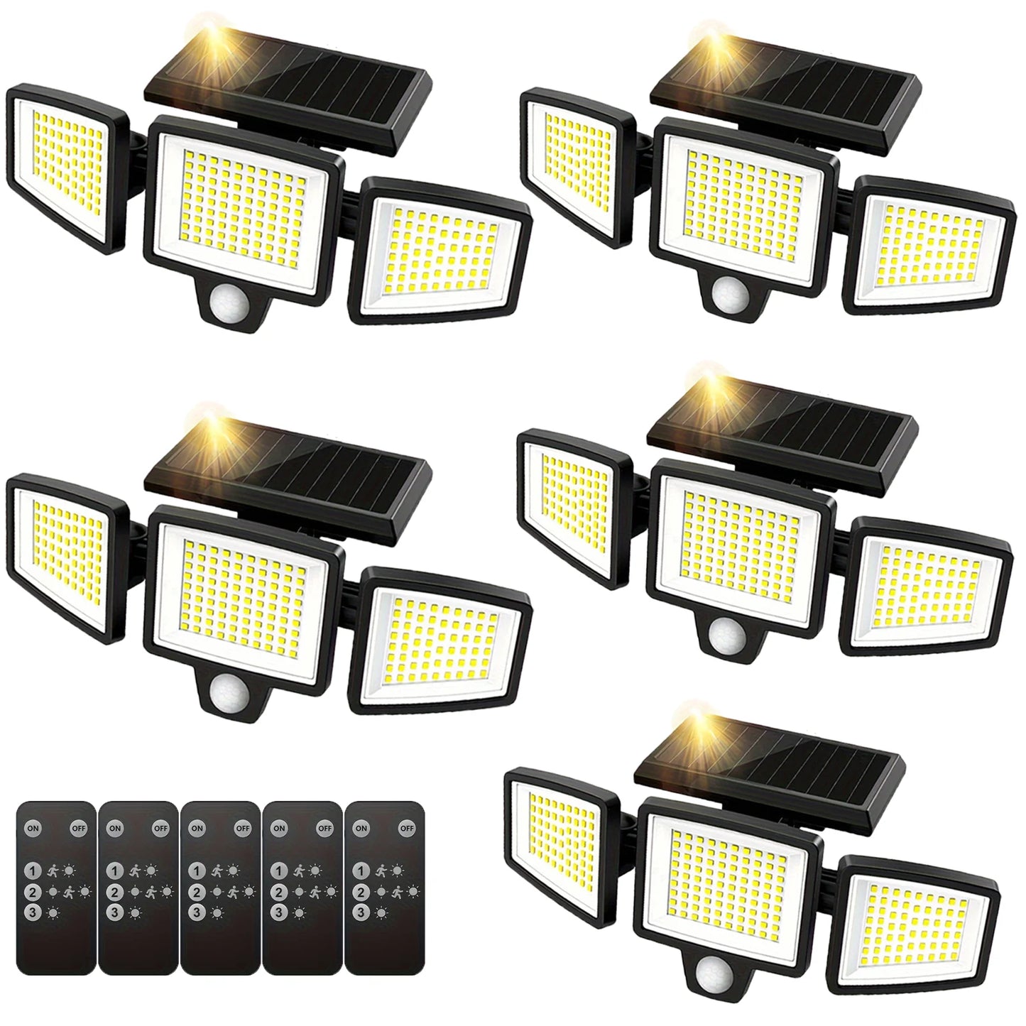 SZRSTH 3-Head Solar Motion Sensor Outdoor Light With Remote Control
