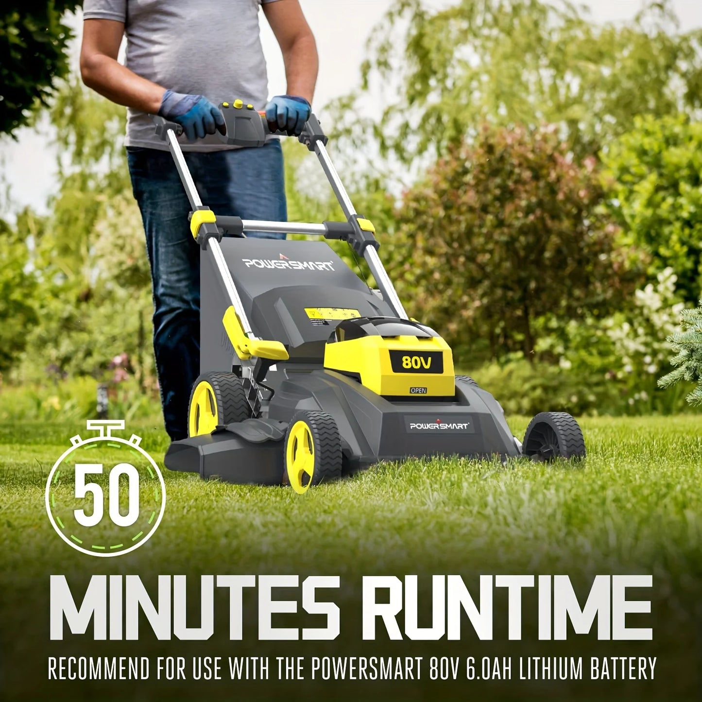 PowerSmart 80V Self-Propelled Dual-Force Cordless Mower With 6.0Ah Battery