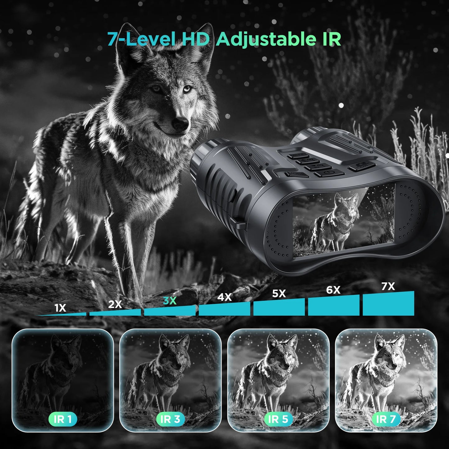 Letcmoi Rechargeable 4K Night Vision Telescope Infrared Binocular 8X Zoom