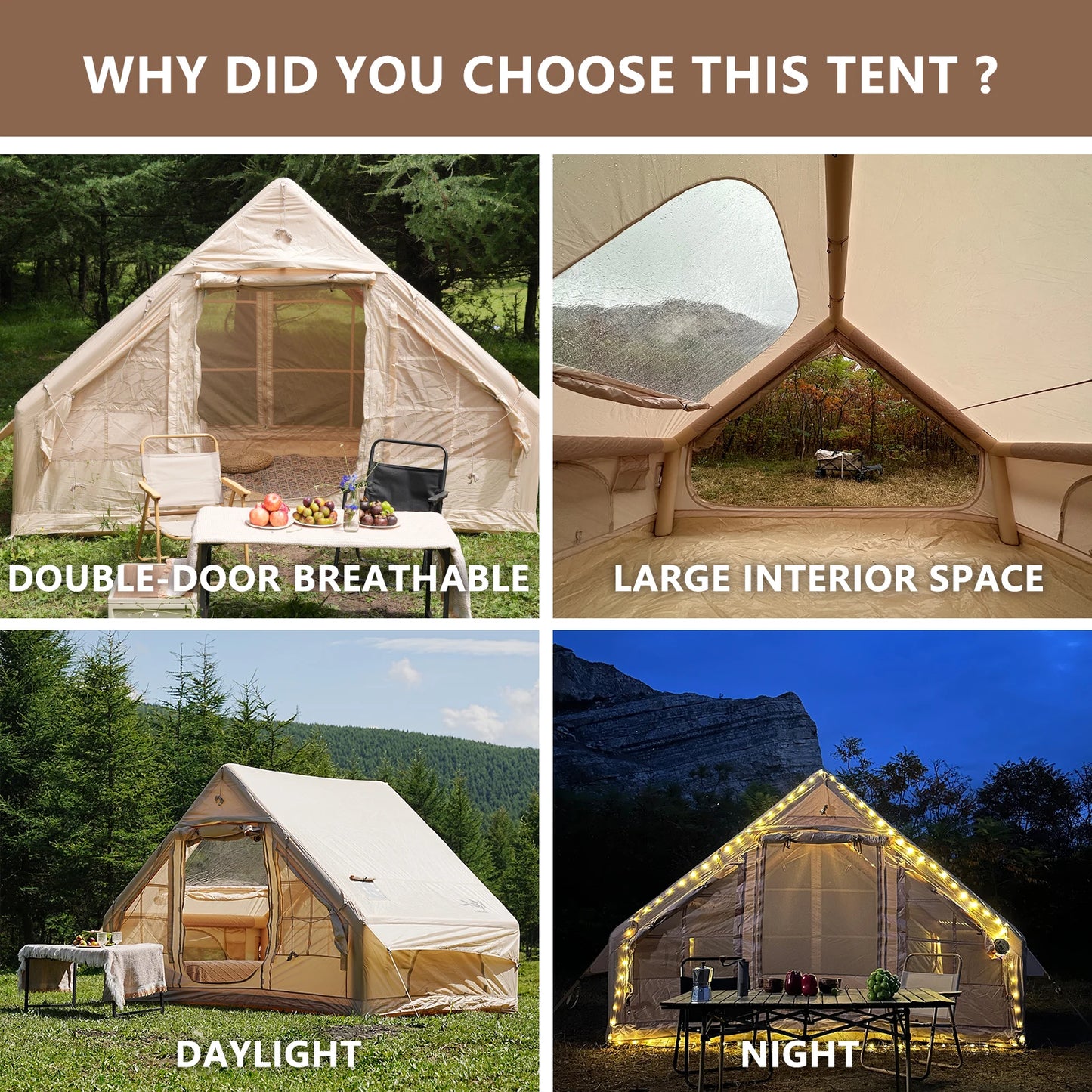 Pakicetus Inflatable Family Tent With Skylight And Quick Setup
