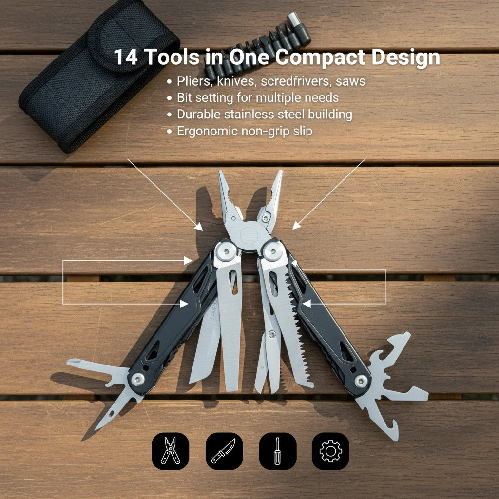 Multitool Pliers Stainless Steel Survival Tool Screwdriver Saw Scissors