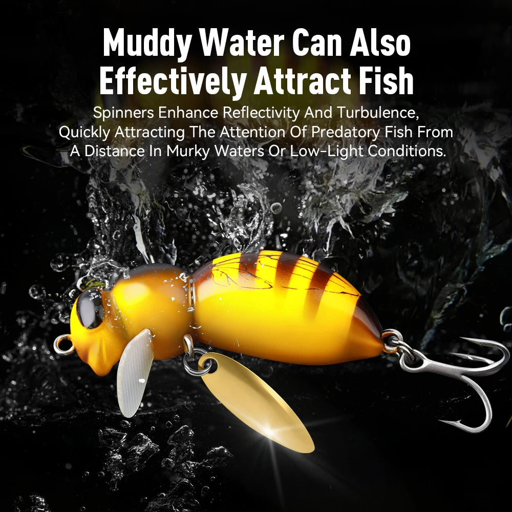 Kingdom Wasp Minnow Lure Floating Wobblers With Spinner
