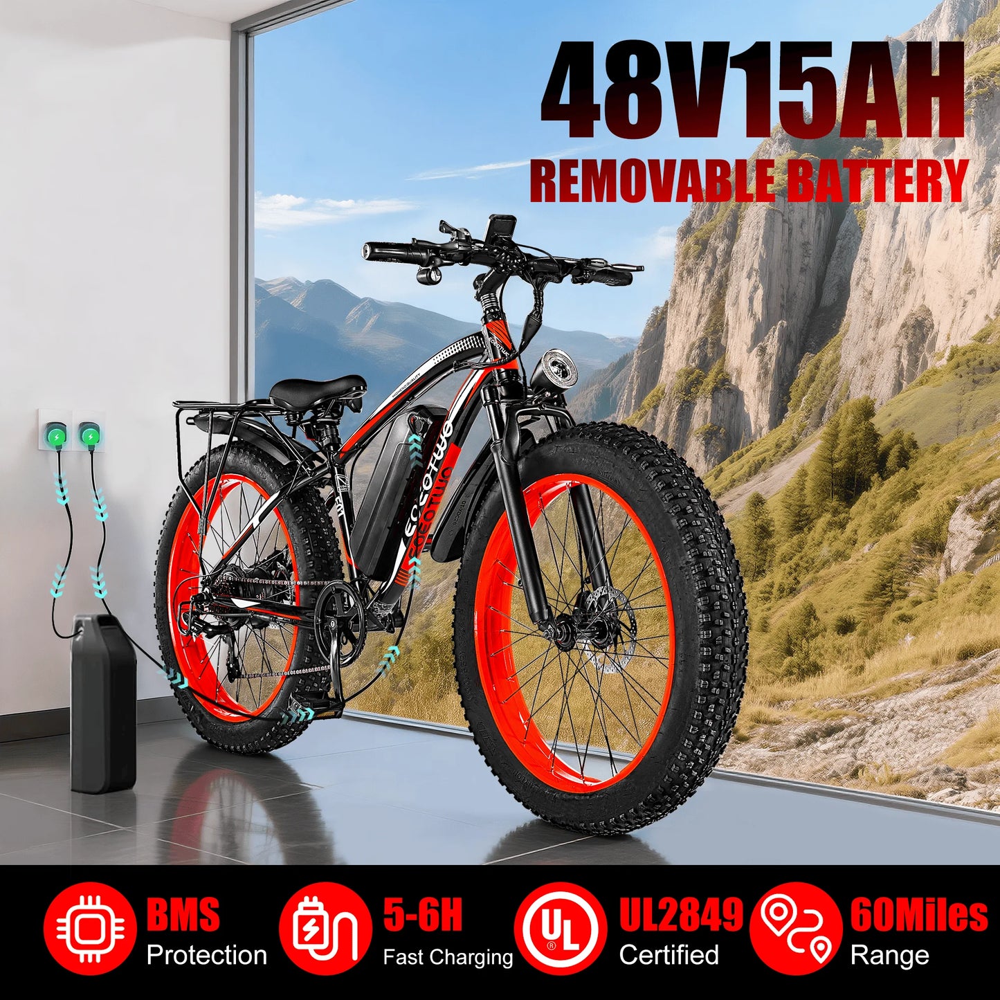 EOEOTWO 1500W Fat Tire All Terrain Electric Bike For Adults