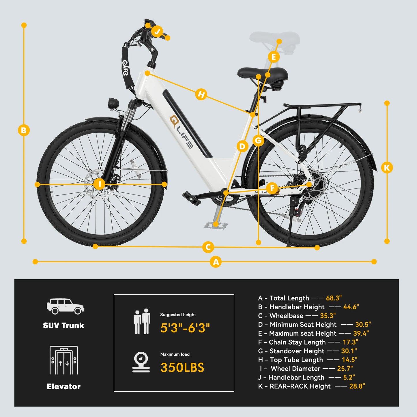 Qlife Cityone 2.0 Electric Bike For Adults With Front Suspension