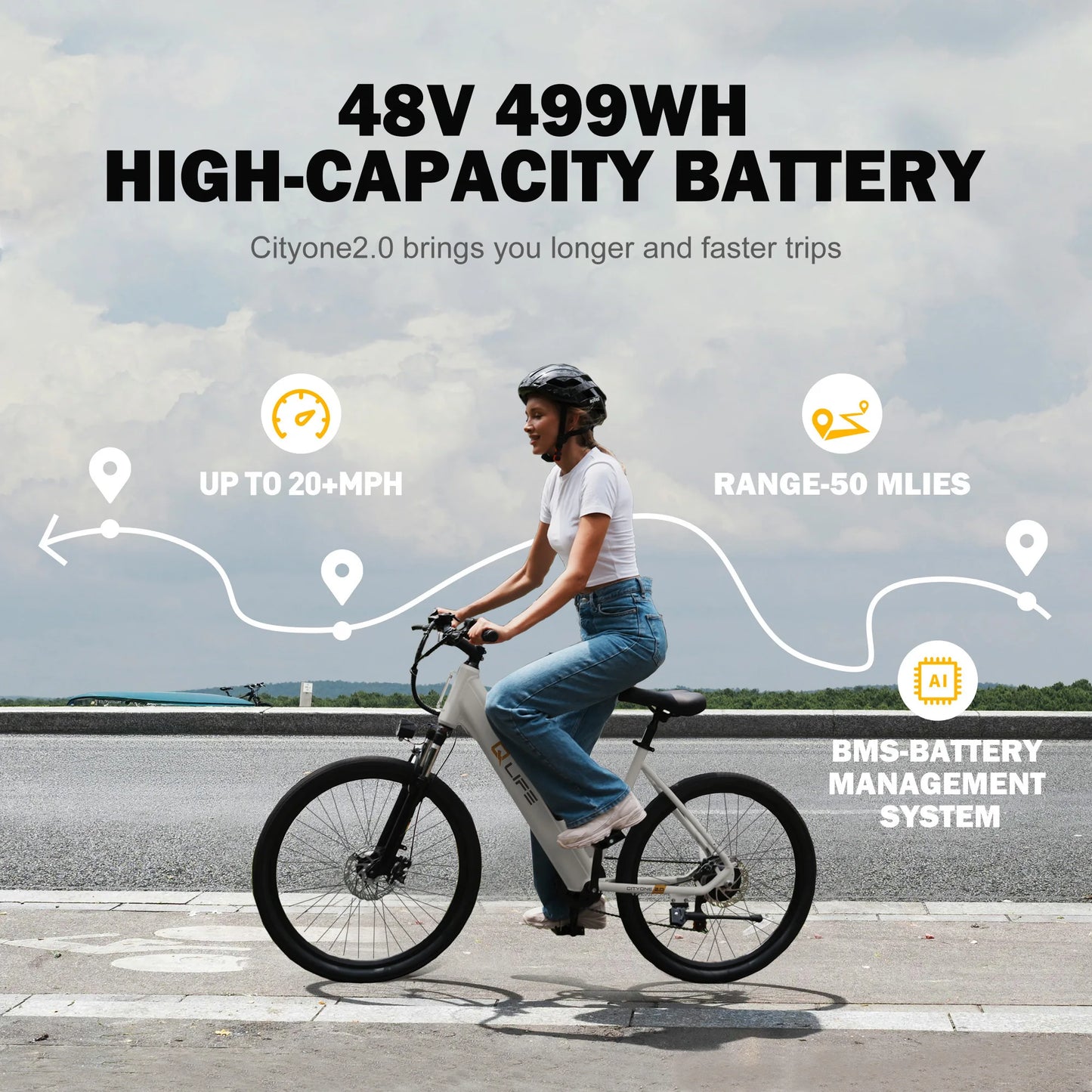 Qlife Cityone 2.0 Electric Bike For Adults With Front Suspension