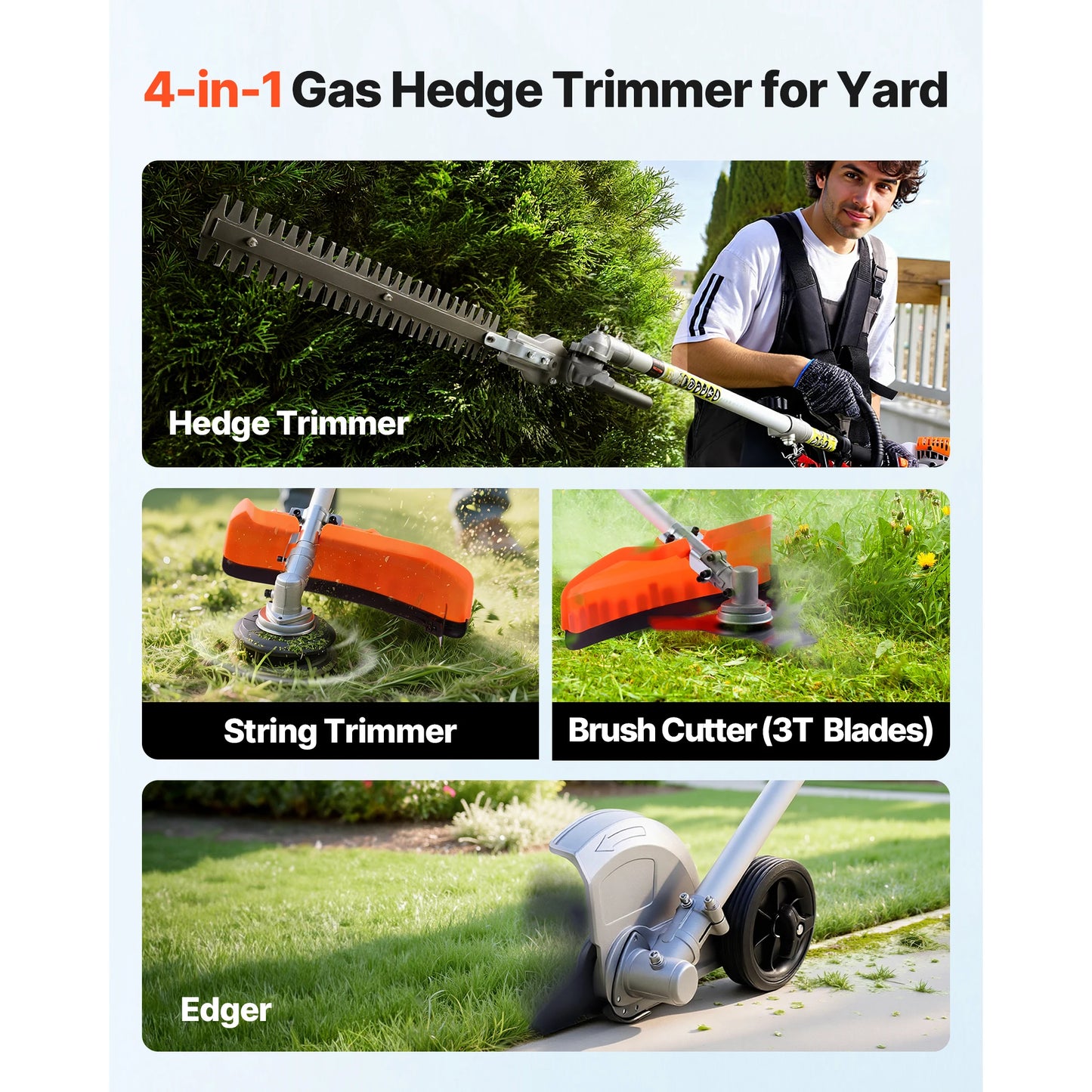 SucceBuy Gas Hedge Trimmer 2 Cycle Power Handheld Tool Set