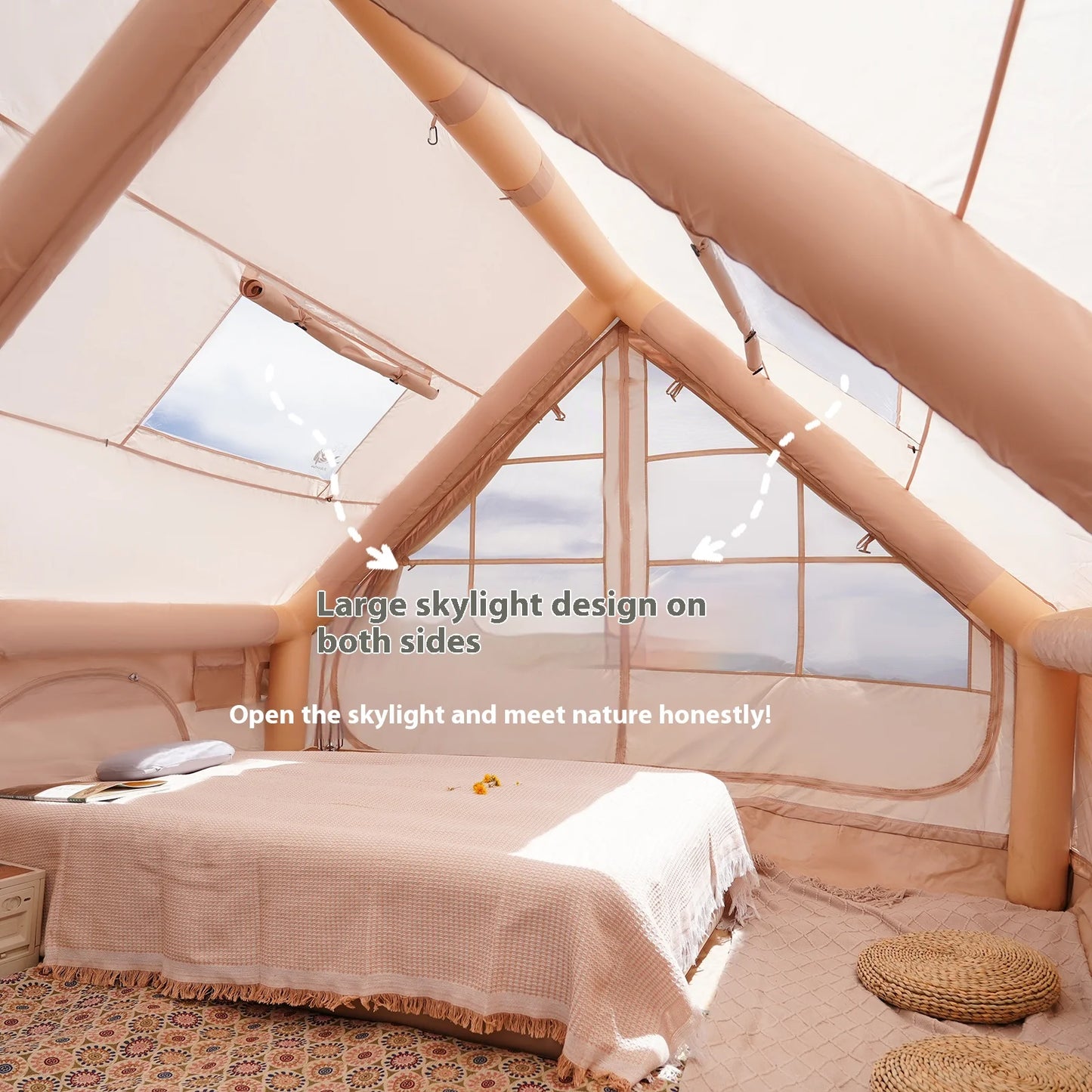 Pakicetus Inflatable Camping Tents With Stove Plug For Families