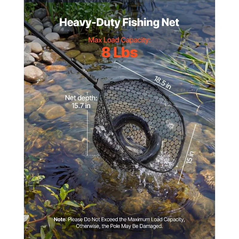 Foldable Landing Net With Telescopic Handle And Aluminum Frame